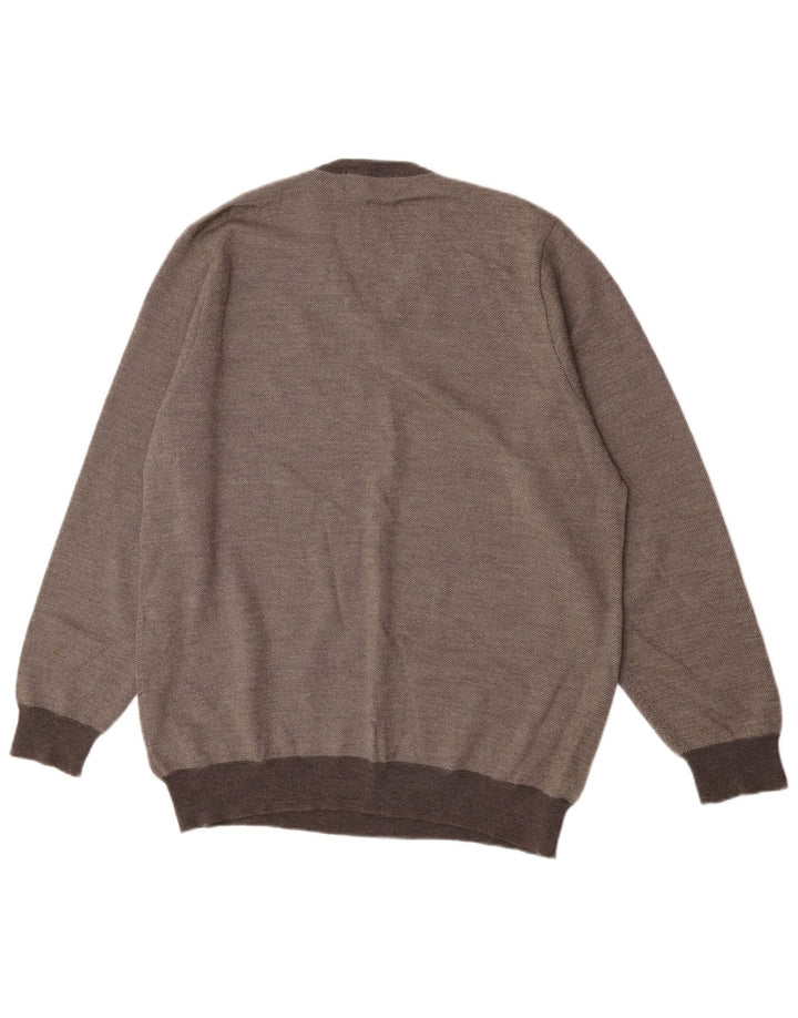 Marks & Spencer Mens V-Neck Jumper Sweater Large Grey Merino Wool