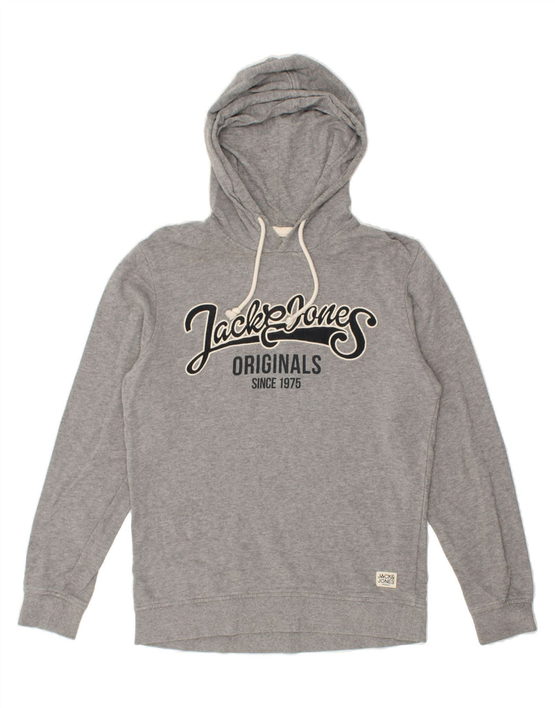 JACK & JONES Mens Graphic Hoodie Jumper Medium Grey Cotton | Vintage Jack & Jones | Thrift | Second-Hand Jack & Jones | Used Clothing | Messina Hembry 