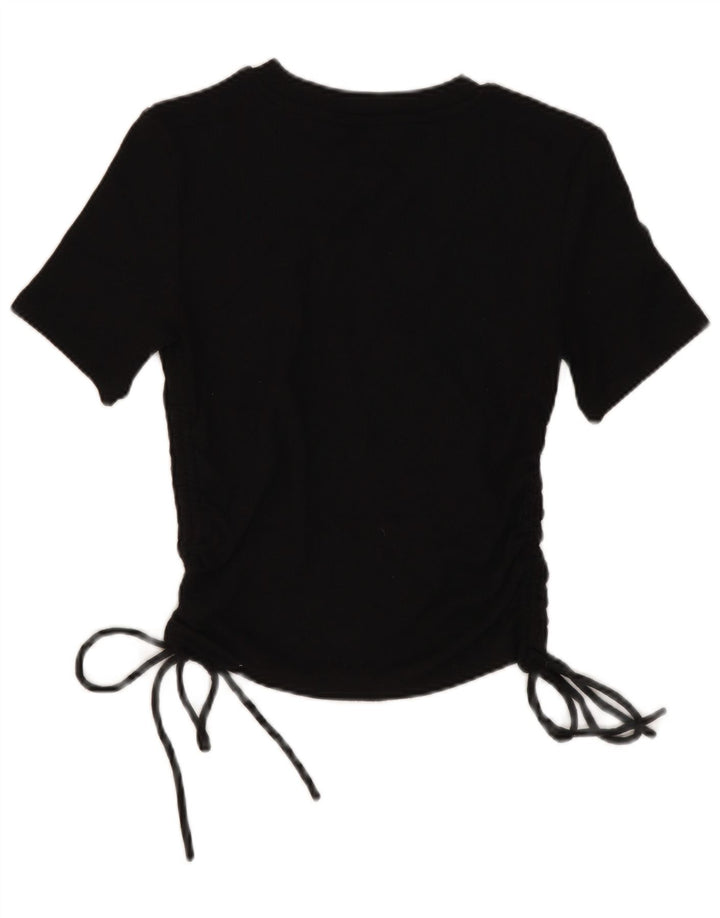Zara Womens Crop Blouse Top UK 8 Small Black