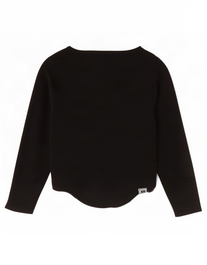 Zara Womens 3/4 Sleeve Crop Top UK 12 Medium Black Viscose