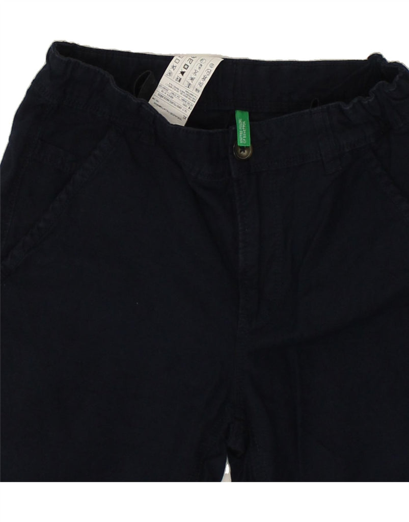 BENETTON Boys Chino Shorts 10-11 Years XL W27  Navy Blue Linen | Vintage Benetton | Thrift | Second-Hand Benetton | Used Clothing | Messina Hembry 