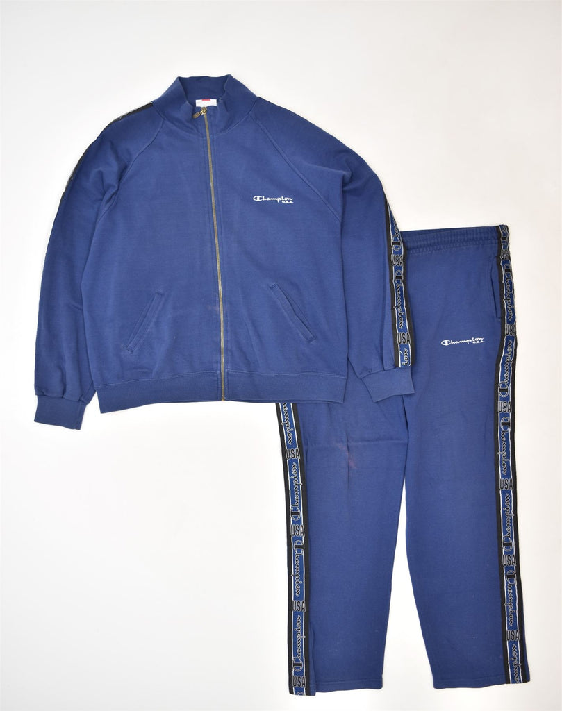 CHAMPION Womens Full Tracksuit Large Navy Blue Cotton | Vintage Champion | Thrift | Second-Hand Champion | Used Clothing | Messina Hembry 