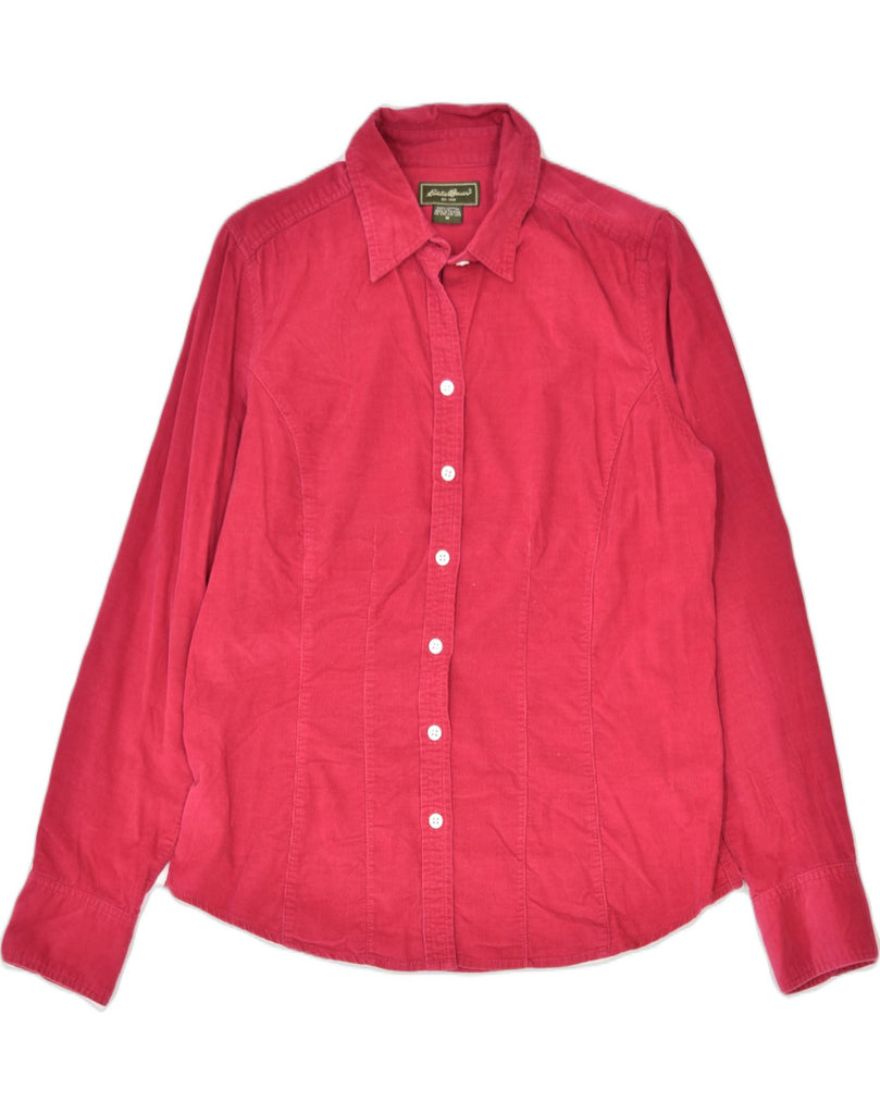 EDDIE BAUER Womens Corduroy Shirt UK 14 Medium Red Cotton | Vintage | Thrift | Second-Hand | Used Clothing | Messina Hembry 