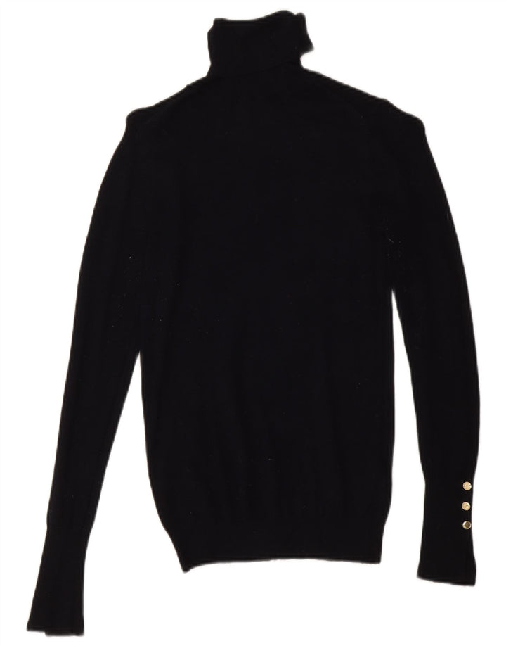 Zara Womens Roll Neck Jumper Sweater UK 8 Small Navy Blue Viscose