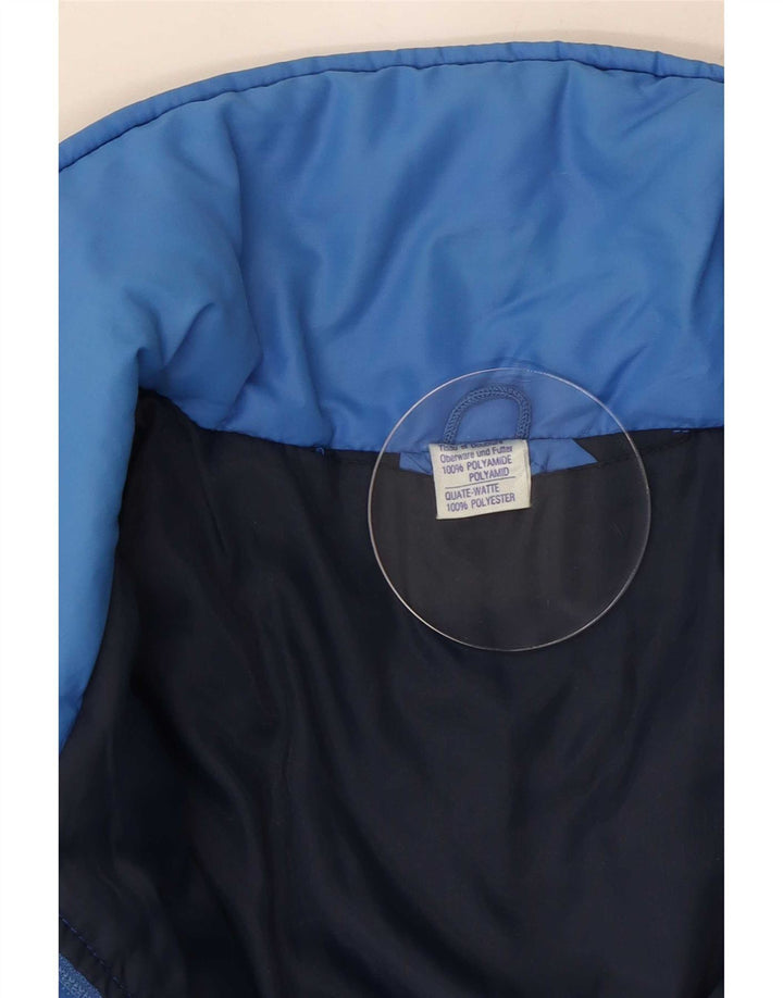 Vintage Mens Hooded Padded Jacket IT 50 Large Blue Colourblock