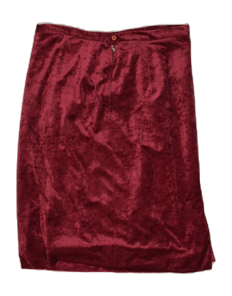 VINTAGE Womens Velvet Straight Skirt W32 Large  Burgundy | Vintage Vintage | Thrift | Second-Hand Vintage | Used Clothing | Messina Hembry 