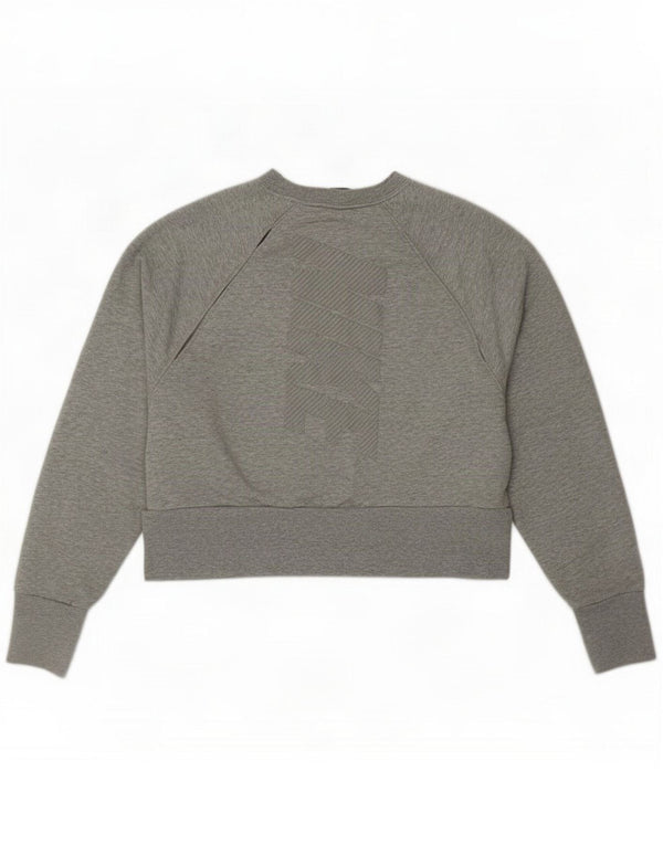 Nike Womens Dri Fit Graphic Loose Sweatshirt Jumper UK 10 Small Grey