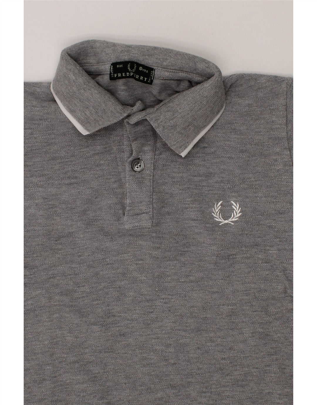 FRED PERRY Boys Polo Shirt 7-8 Years Grey Cotton Vintage Fred Perry and Second-Hand Fred Perry from Messina Hembry 