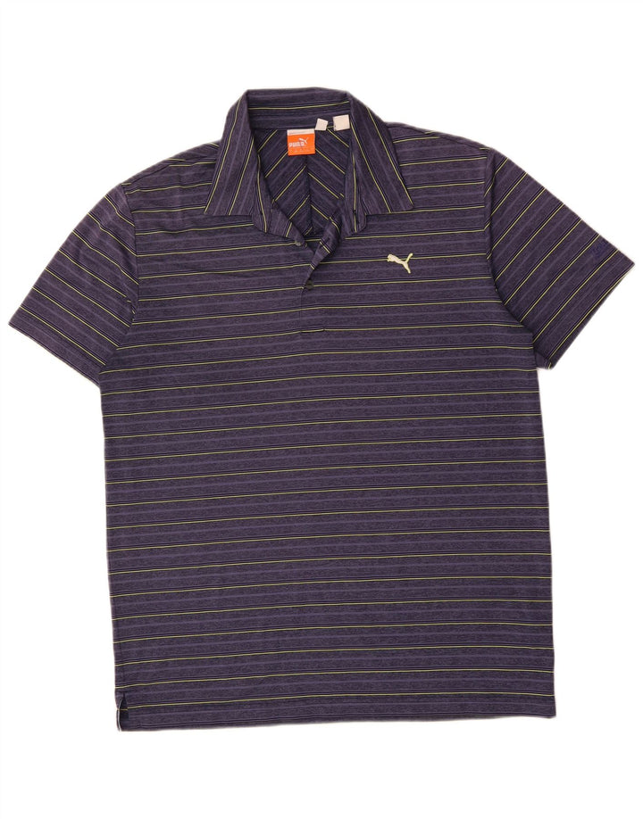 PUMA Mens Polo Shirt Large Purple Striped