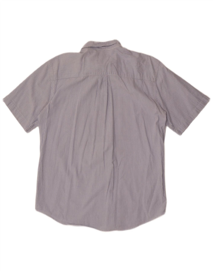 L.L.Bean Mens Short Sleeve Shirt Medium Blue Pinstripe Cotton