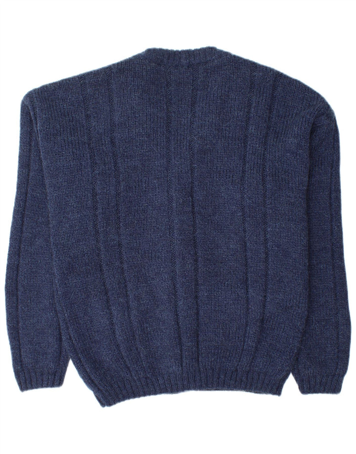 Vintage Mens Cardigan Sweater Medium Navy Blue Acrylic