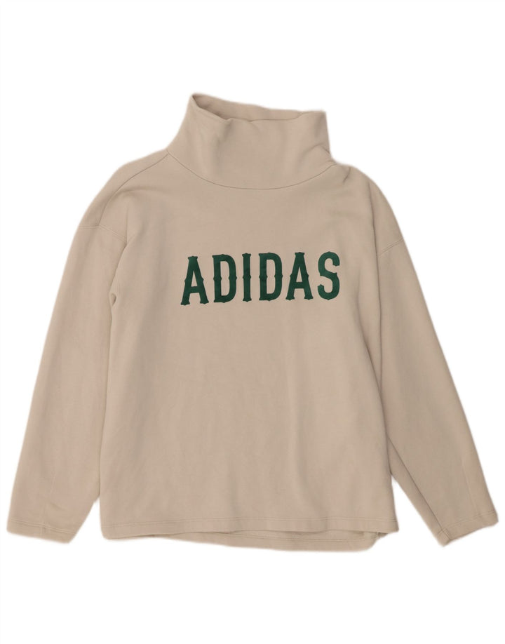 Adidas Womens Graphic Oversized Sweatshirt Jumper UK 10 Small Off White
