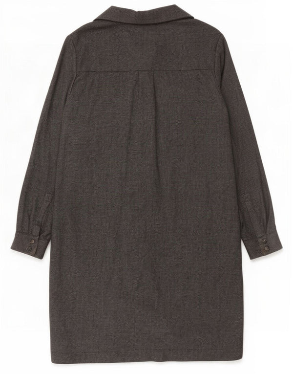 Massimo Dutti Womens Long Sleeve Shirt Dress EU 42 Large Grey Chevron