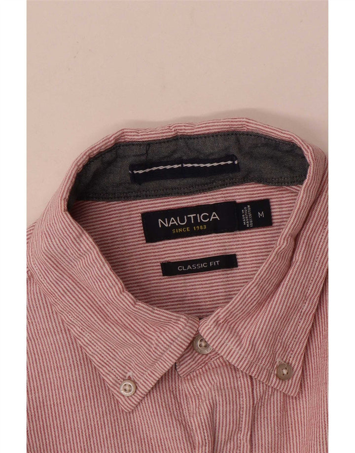 Nautica Mens Classic Fit Shirt Medium Red Pinstripe Cotton