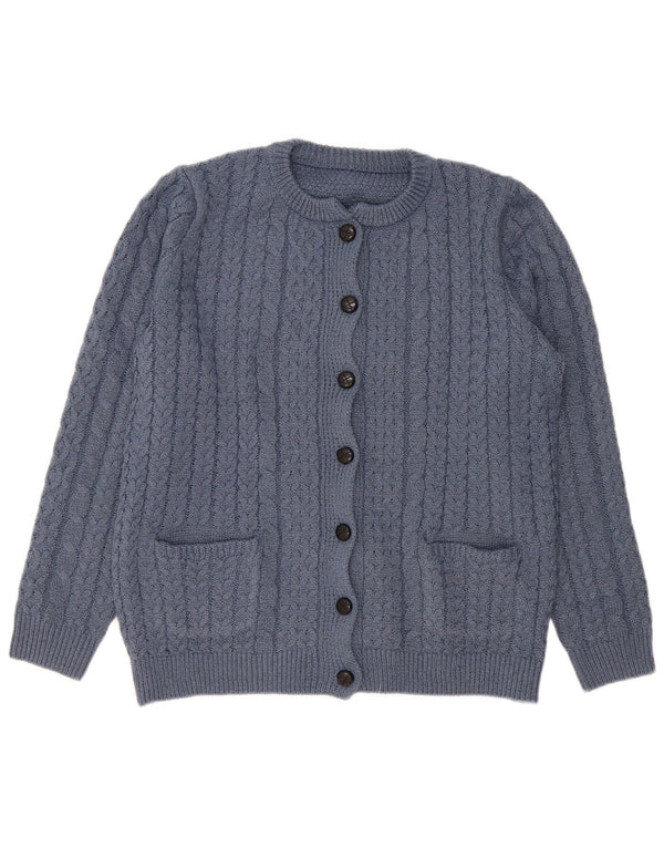 Vintage Womens Loose Fit Cardigan Sweater UK 14 Medium Blue Polyester