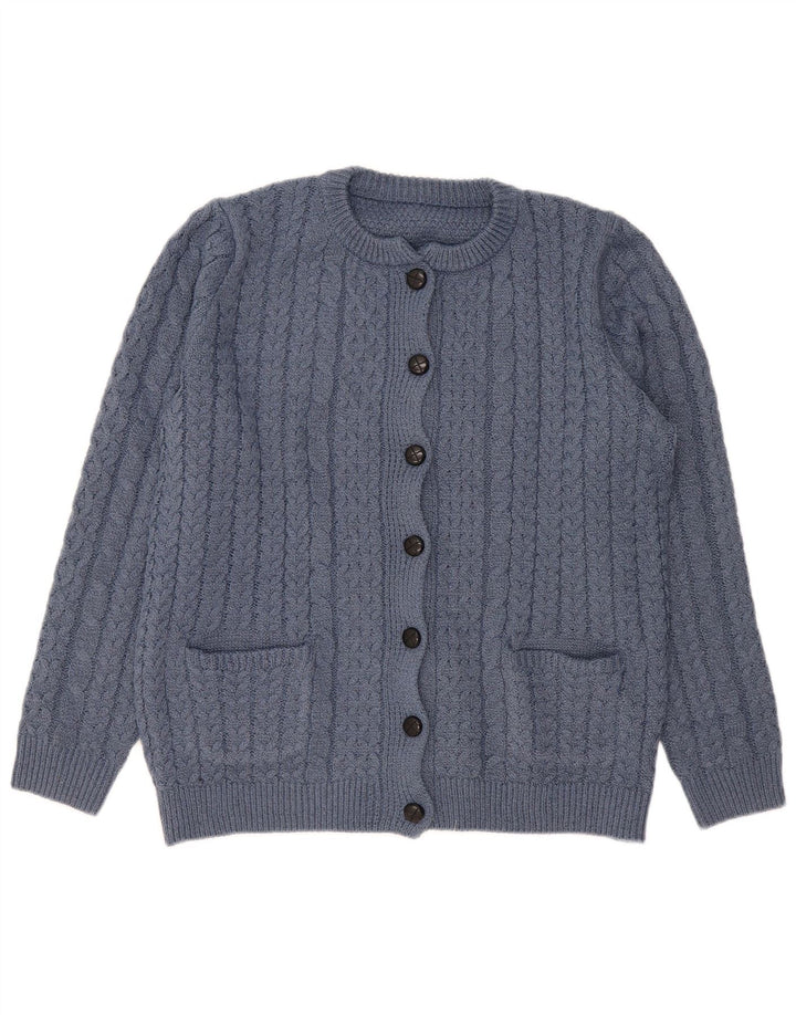 Vintage Womens Loose Fit Cardigan Sweater UK 14 Medium Blue Polyester
