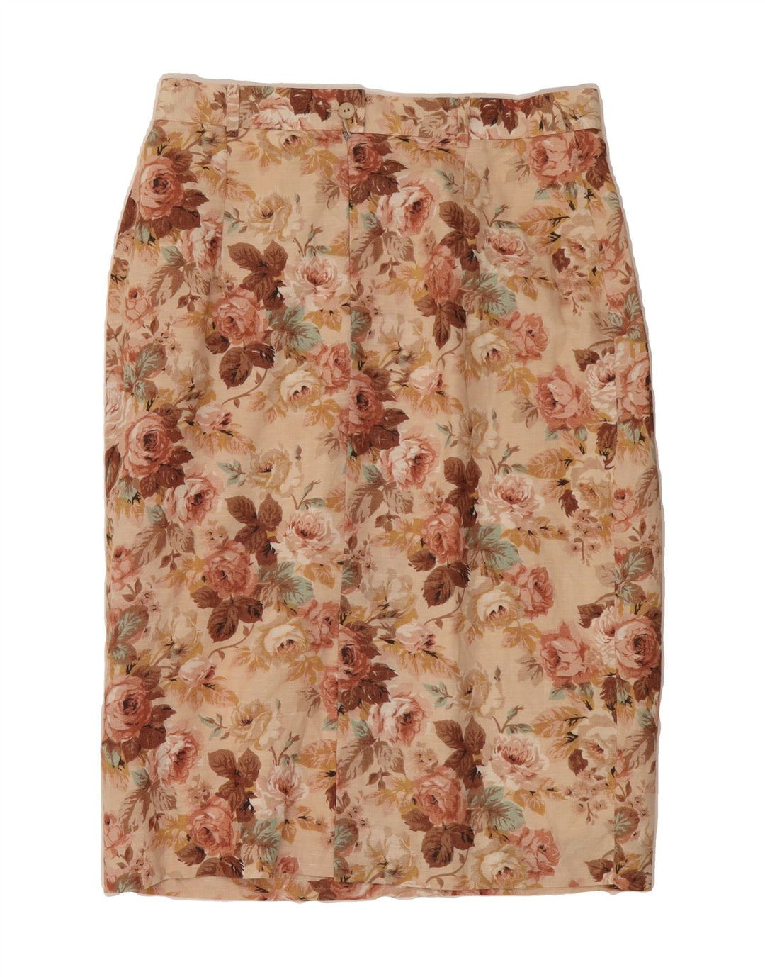 VINTAGE Womens Pencil Skirt IT 44 Medium W32  Beige Floral Vintage Vintage and Second-Hand Vintage from Messina Hembry 
