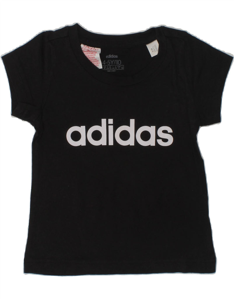 ADIDAS Boys Graphic T-Shirt Top 4-5 Years Black | Vintage Adidas | Thrift | Second-Hand Adidas | Used Clothing | Messina Hembry 