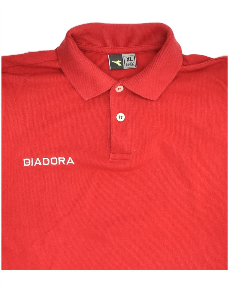 DIADORA Boys Polo Shirt 13-14 Years XL Red Cotton | Vintage Diadora | Thrift | Second-Hand Diadora | Used Clothing | Messina Hembry 