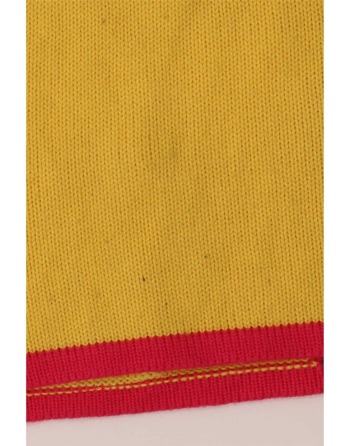 Brummell Womens Crew Neck Jumper Sweater UK 12 Medium Yellow Colourblock