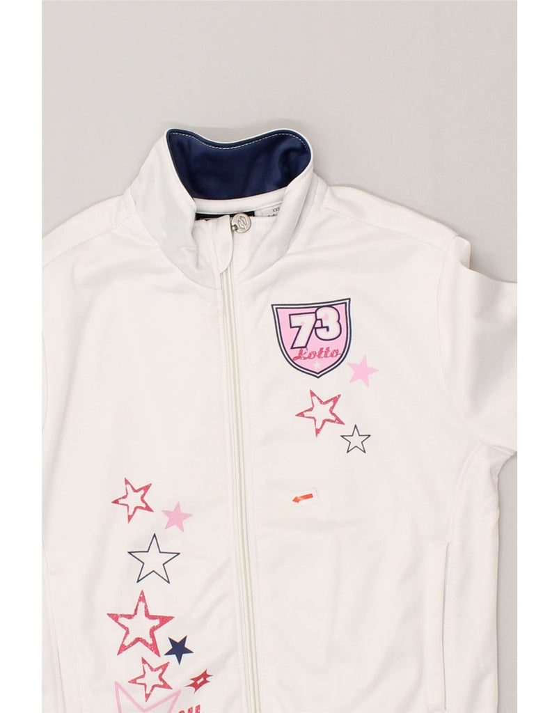 LOTTO Girls Graphic Tracksuit Top Jacket 5-6 Years 2XS  White Polyester | Vintage Lotto | Thrift | Second-Hand Lotto | Used Clothing | Messina Hembry 