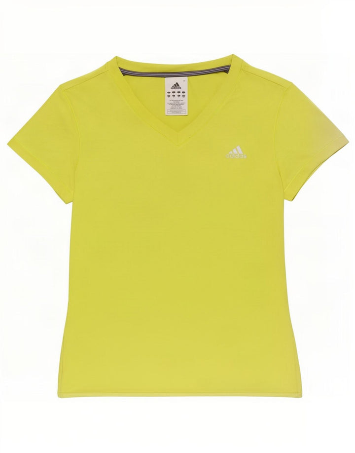Adidas Womens Poplin T-Shirt Top UK 14 Medium Green Polyamide