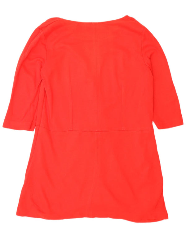 Zara Womens 3/4 Sleeve Tunic Dress UK 16 Large Red Polyester