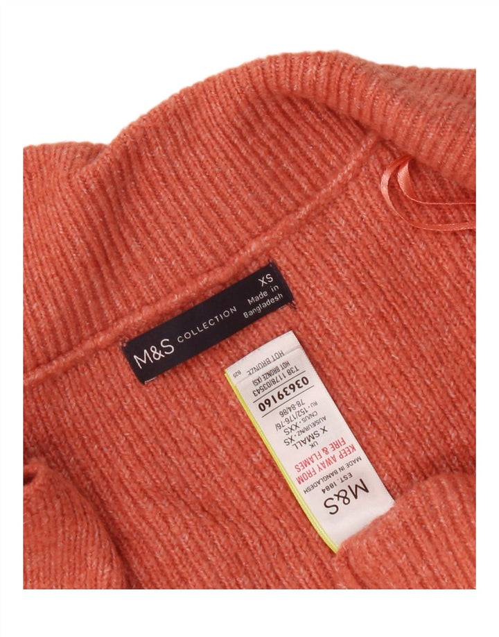 Marks & Spencer Womens Oversized Cardigan Sweater UK 6 XS Orange