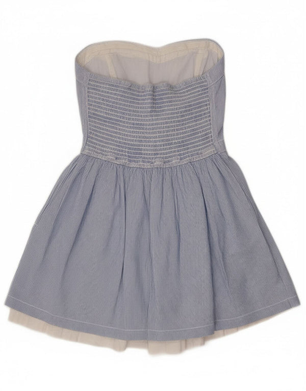 Superdry Womens Sleeveless Tunic Top UK 8 Small Blue Pinstripe Cotton