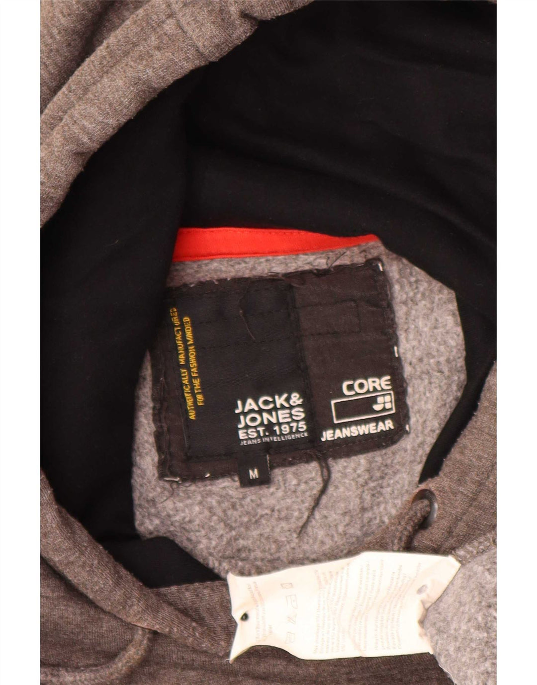 Jack & Jones Mens Graphic Hoodie Jumper Medium Grey Cotton