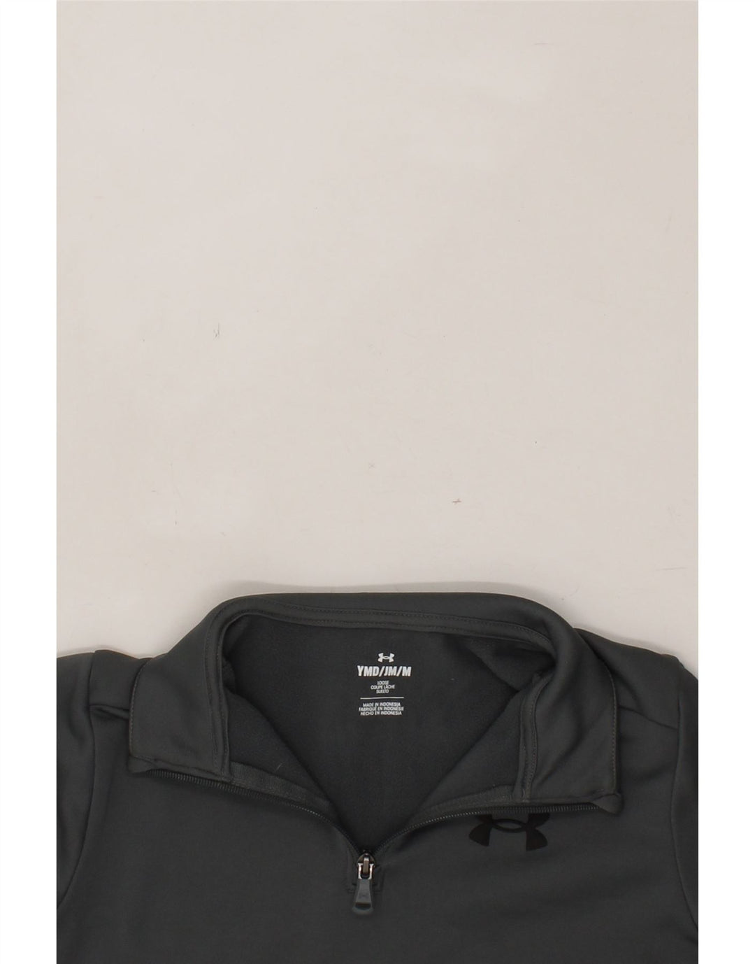 UNDER ARMOUR Boys Zip Neck Sweatshirt Jumper 9-10 Years Medium Grey Vintage Under Armour and Second-Hand Under Armour from Messina Hembry 