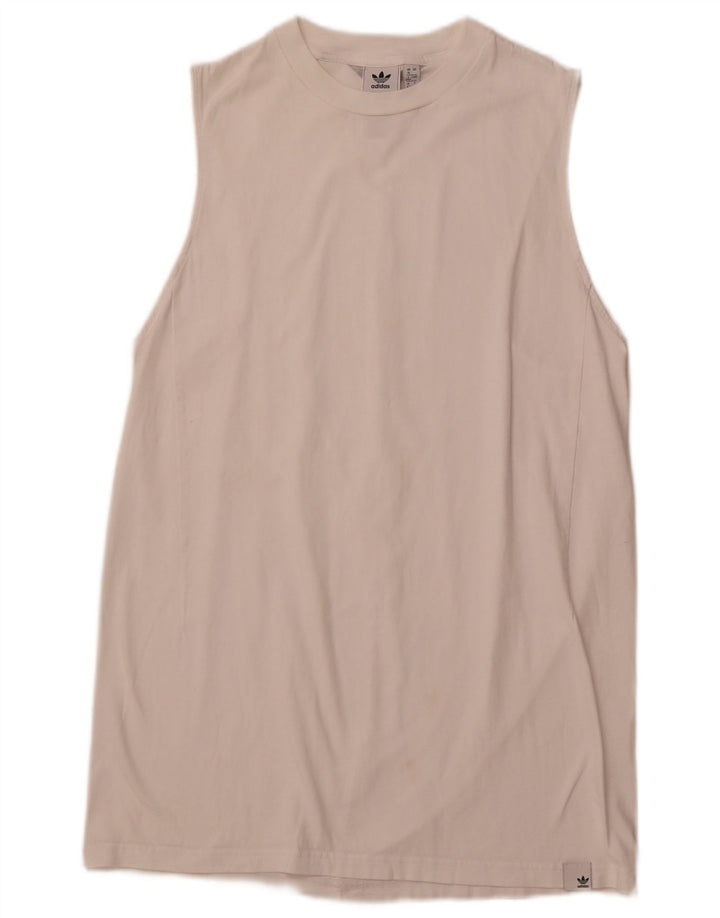 ADIDAS Womens Sleeveless T-Shirt Dress UK 16 Large White Cotton