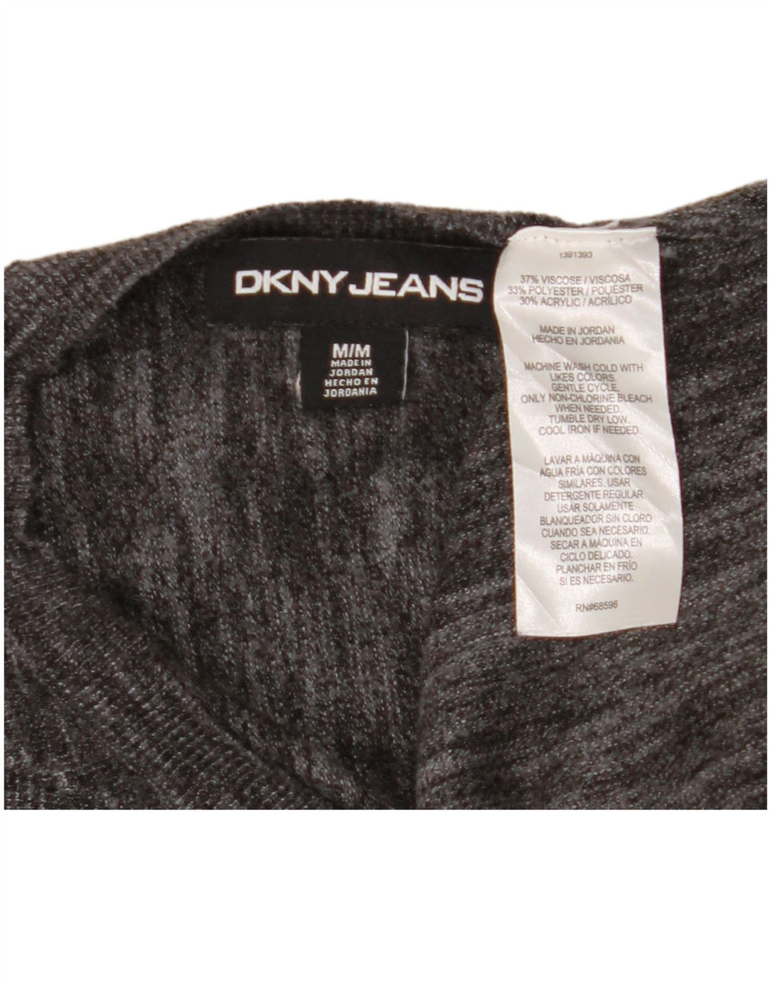 Dkny Womens Short Sleeve Crew Neck Jumper Sweater UK 14 Medium Grey Viscose