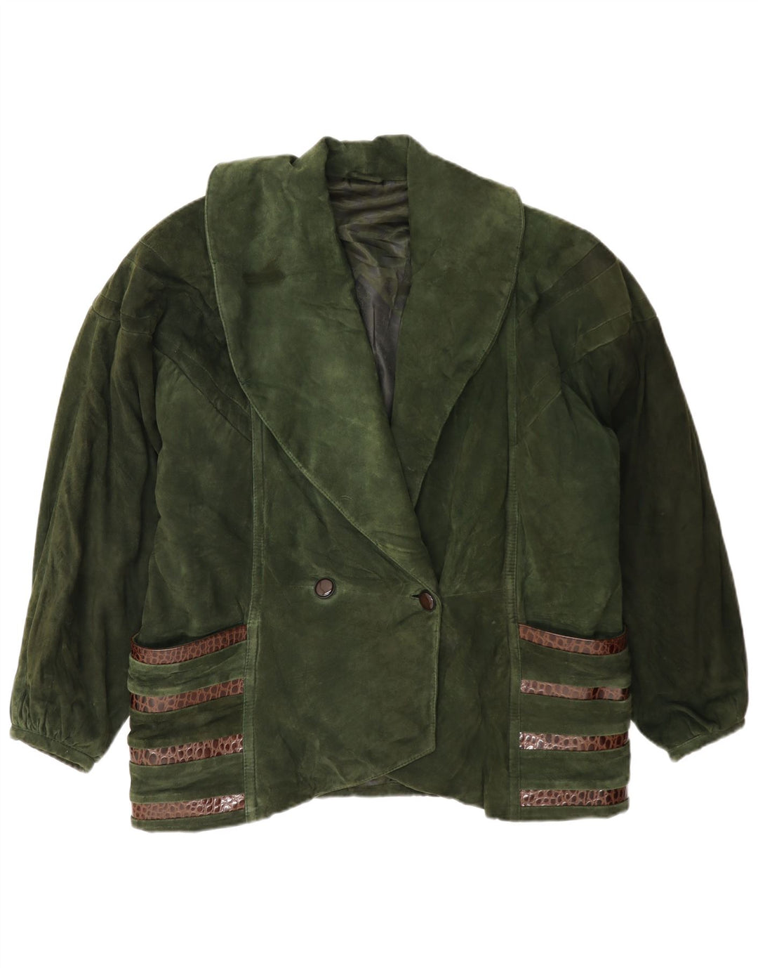 Pancaldi & B Womens Double Breasted Suede Jacket IT 42 Medium Khaki