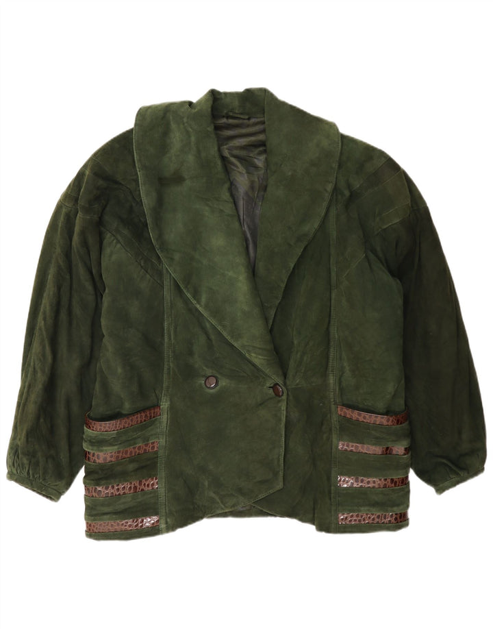 Pancaldi & B Womens Double Breasted Suede Jacket IT 42 Medium Khaki