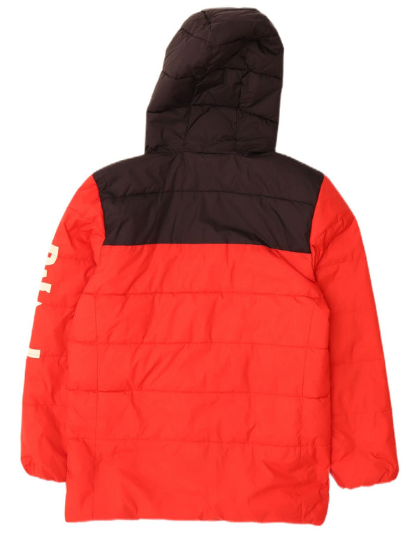 Diesel Boys Graphic Hooded Padded Jacket 11-12 Years Red Colourblock Nylon