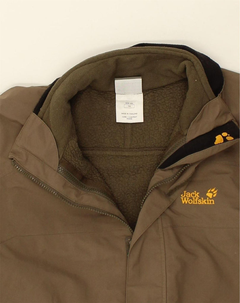 JACK WOLFSKIN Boys Hooded Windbreaker Jacket 13-14 Years Brown Polyester | Vintage Jack Wolfskin | Thrift | Second-Hand Jack Wolfskin | Used Clothing | Messina Hembry 