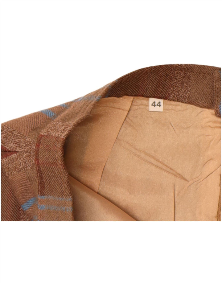 Vintage Womens High Waist Straight Skirt IT 44 Medium W26 Brown Plaid