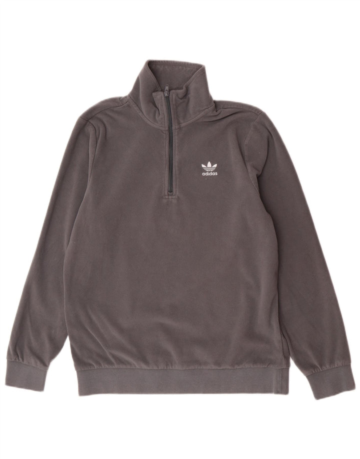 Adidas Mens Zip Neck Fleece Jumper Medium Grey Polyester