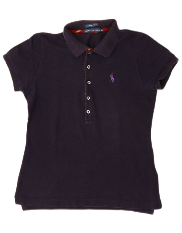 Ralph Lauren Womens The Skinny Polo Polo Shirt UK 6 XS Navy Blue Cotton