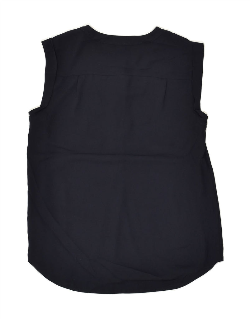 J. CREW Womens Sleeveless Blouse Top US 4 Small Navy Blue Polyester | Vintage J. Crew | Thrift | Second-Hand J. Crew | Used Clothing | Messina Hembry 