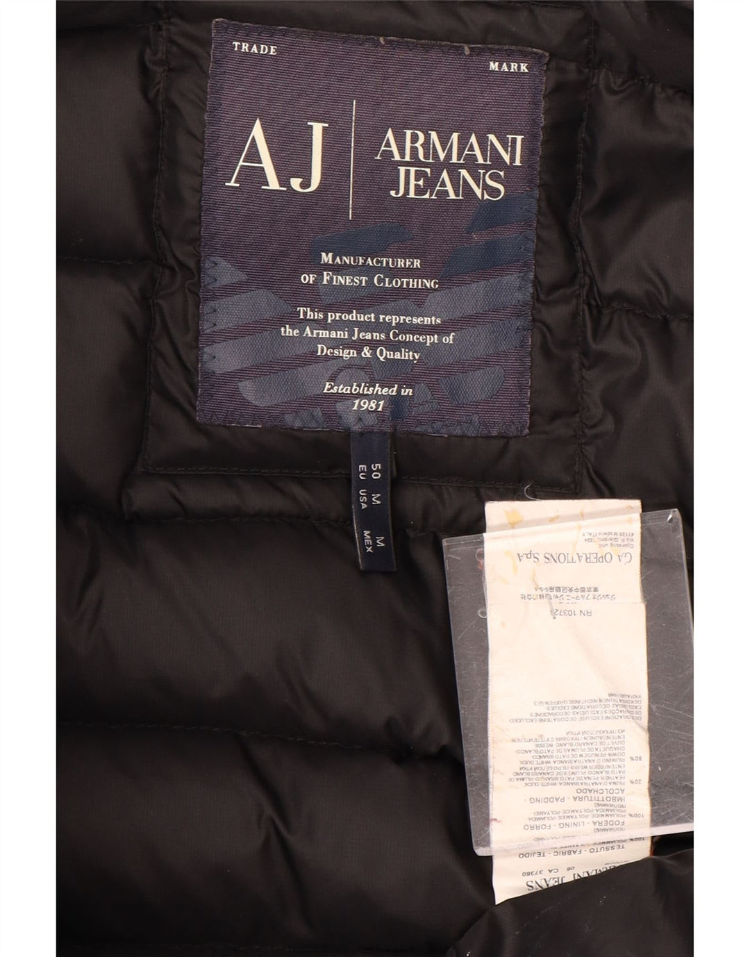 ARMANI JEANS Womens Hooded Padded Jacket UK 14 Medium Black Polyamide