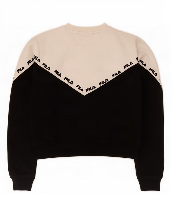 Fila Womens Oversized Crop Sweatshirt Jumper UK 6 XS Black Colourblock