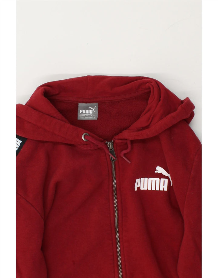 PUMA Mens Graphic Zip Hoodie Sweater Medium Burgundy Cotton Vintage Puma and Second-Hand Puma from Messina Hembry 