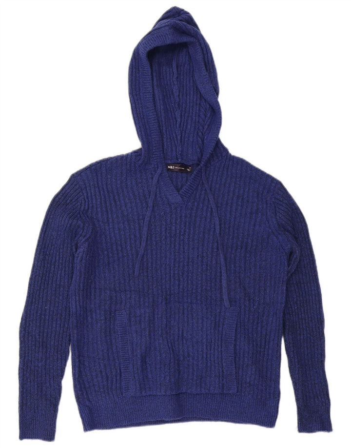 Marks & Spencer Womens Hooded Jumper Sweater UK 14 Medium Navy Blue