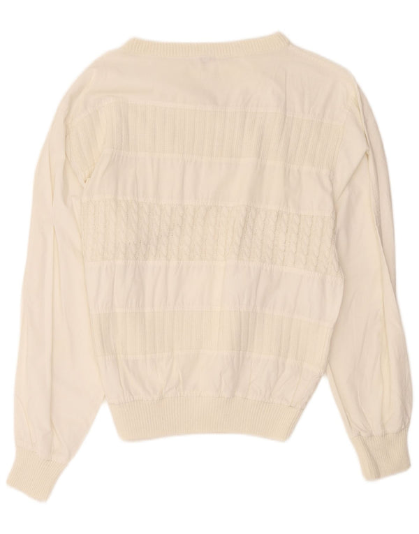 Vintage Mens Boat Neck Jumper Sweater IT 48 Medium Off White Cotton