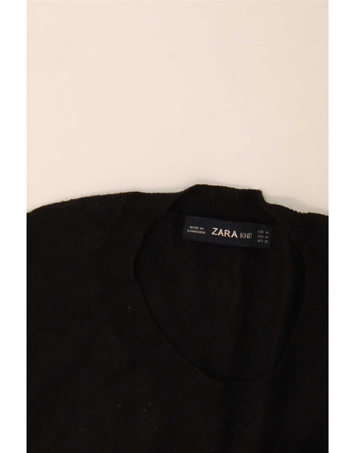 Zara Womens Crew Neck Jumper Sweater UK 14 Medium Black