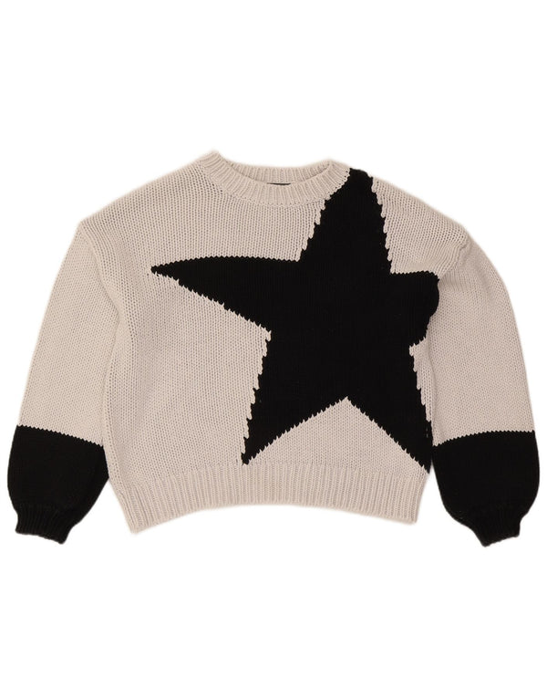 MINT VELVET Womens Crop Boat Neck Jumper Sweater UK 14 Medium White