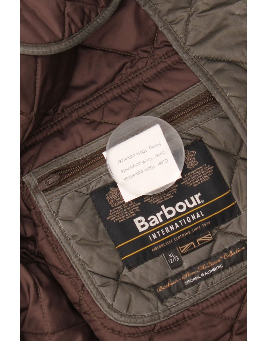Barbour Boys Quilted Jacket 12-13 Years XL Khaki Polyamide