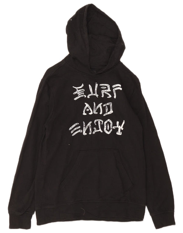 Hurley Womens Graphic Hoodie Jumper UK 14 Large Black Cotton